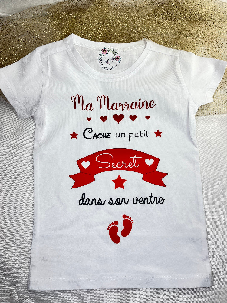 tshirt marraine secret personnalisable