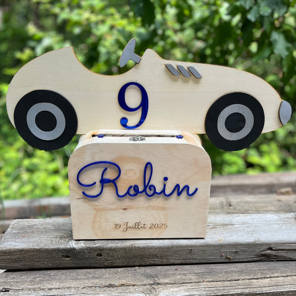 urne de bapteme voiture ancienne en bois