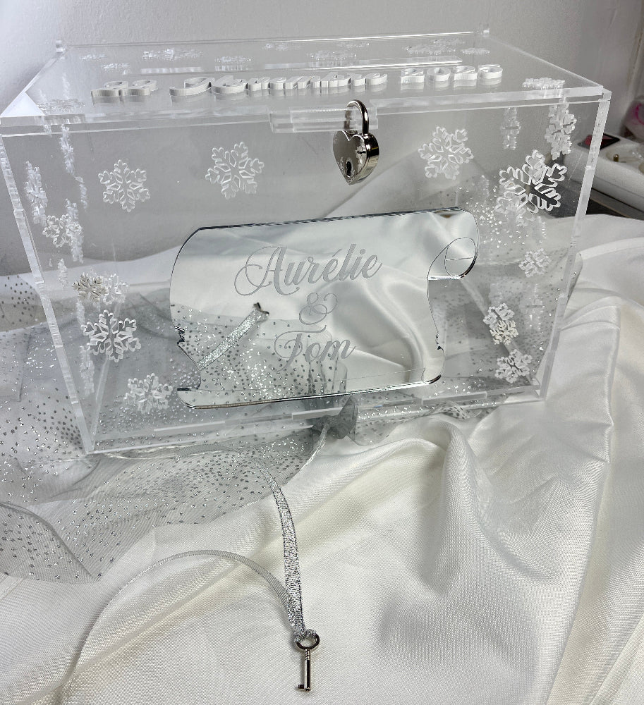 urne en plexi mariage neige