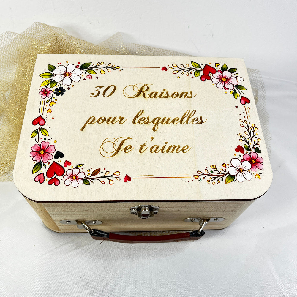 valise en bois souvenirs anniversaire 30 ans personnalisable