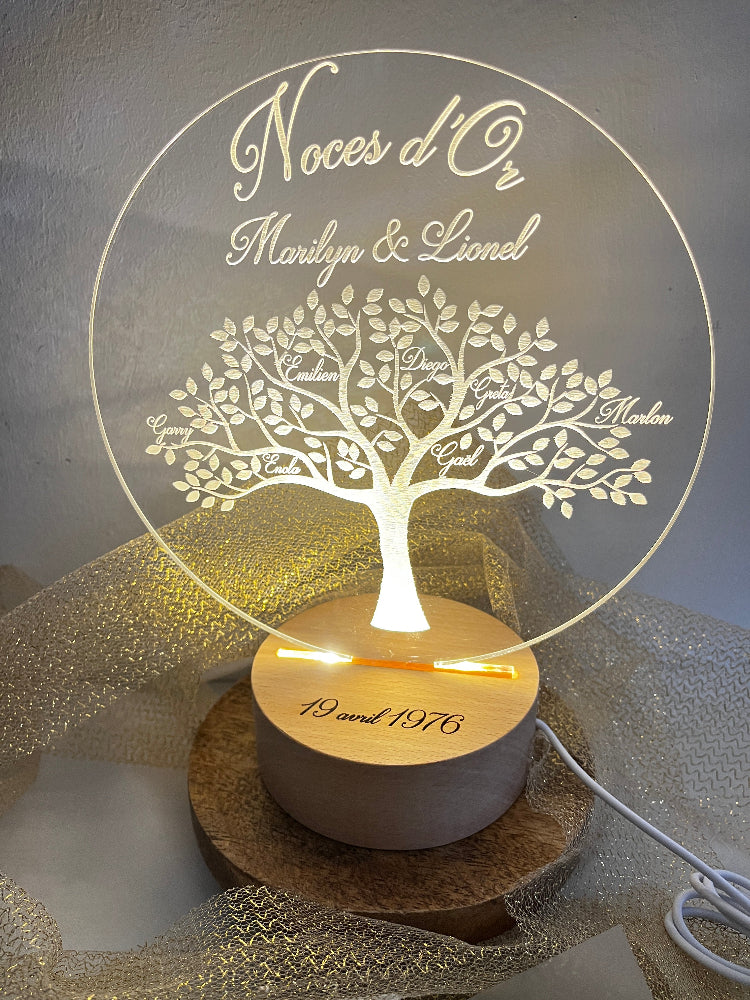 veilleuse arbre de vie noce d or personnalisable