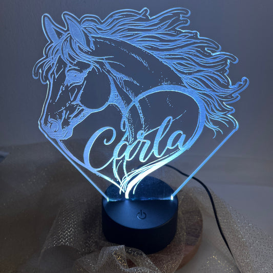 veilleuse coeur et cheval personnalisable