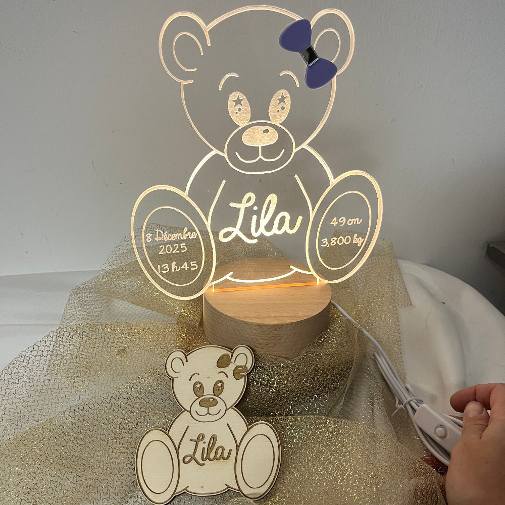 veilleuse oursonne de naissance personnalisable