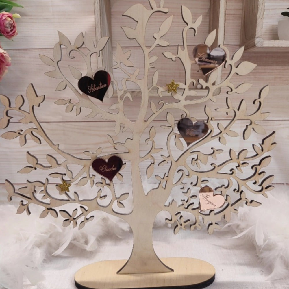 Arbre de famille en bois personnalisé Laurie Déco et lumières