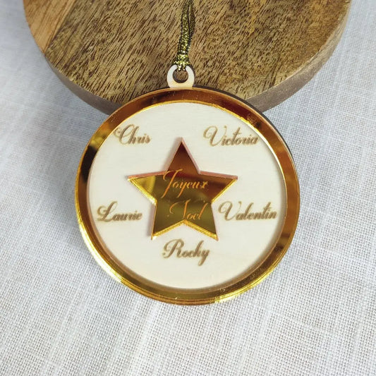 Boule de noël famille personnalisée Laurie Déco et lumières