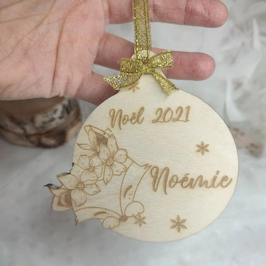 Boule de noël personnalisable pleine Laurie Déco et lumières