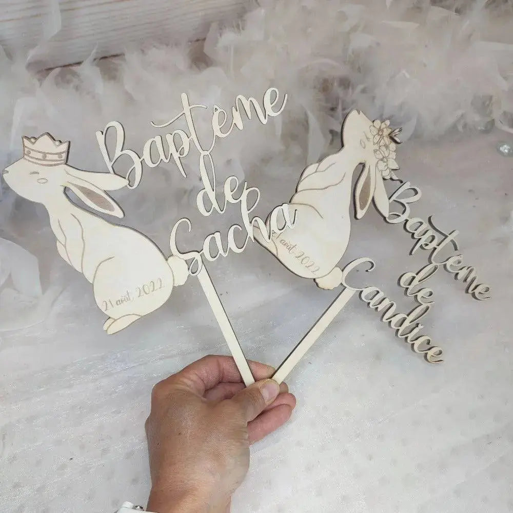 Cake topper de baptême Laurie déco et lumières