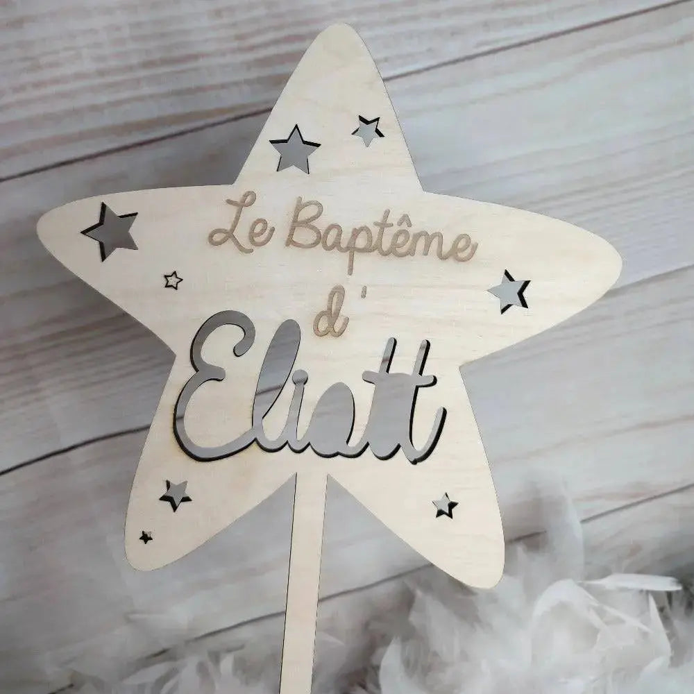 Cake topper de baptême Laurie déco et lumières