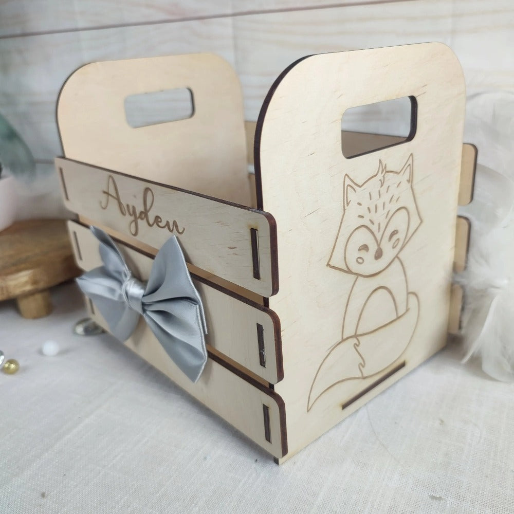 Panier de change en bois Laurie Deco et lumières