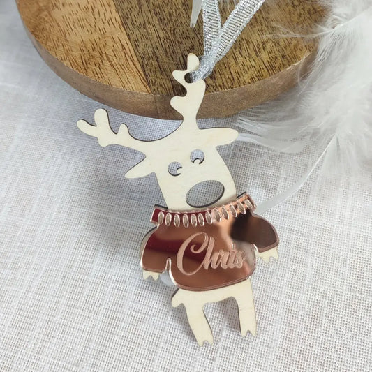 Renne de noël personnalisé Laurie Déco et lumières