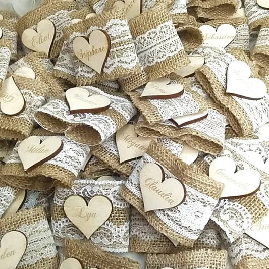 Rond de serviette en jute Laurie Deco et lumières