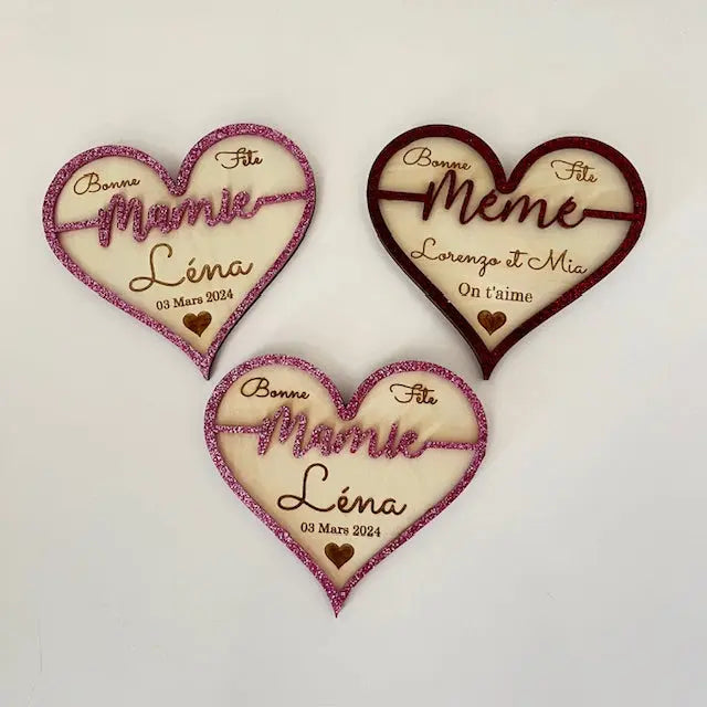 Aimant Bonne fête maman personnalisé Laurie Déco et Lumières