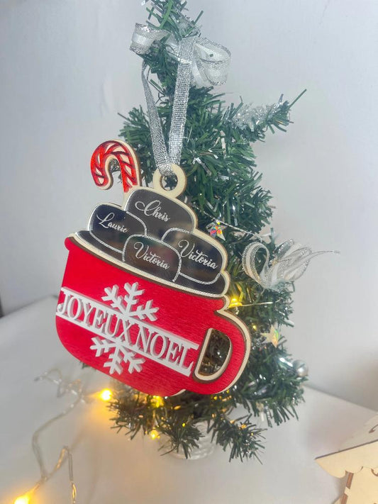Boule de Noël chocolat chaud personnalisée Laurie Déco et lumières