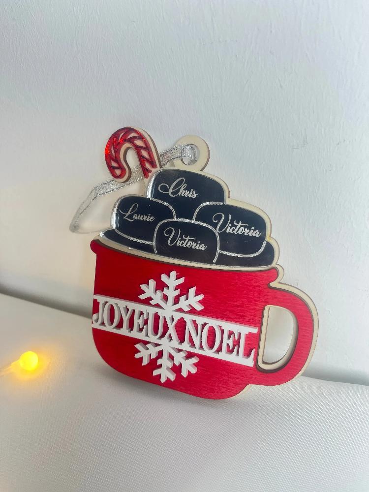 Boule de Noël chocolat chaud personnalisée Laurie Déco et lumières