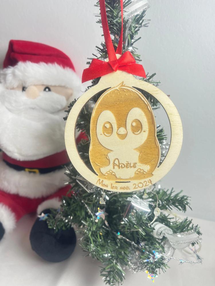 Boule de noël personnalisable en découpe Laurie Déco et lumières