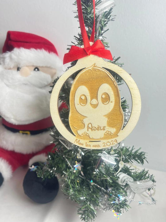 Boule de noël personnalisable en découpe Laurie Déco et lumières