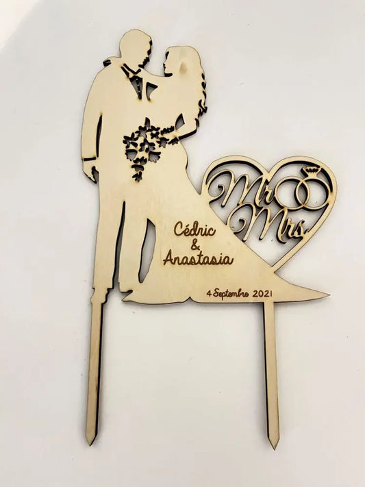 Cake topper mariage monsieur et madame Laurie Deco et Lumieres