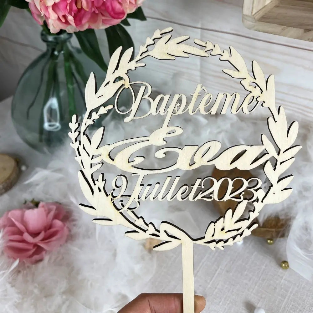 Cake topper rond sur mesure Laurie déco et lumières