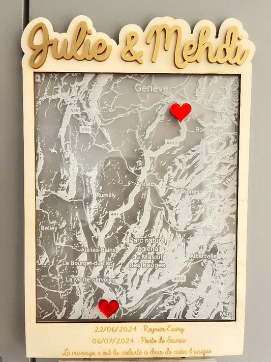 Carte des amoureux personnalisée Laurie Déco et lumières