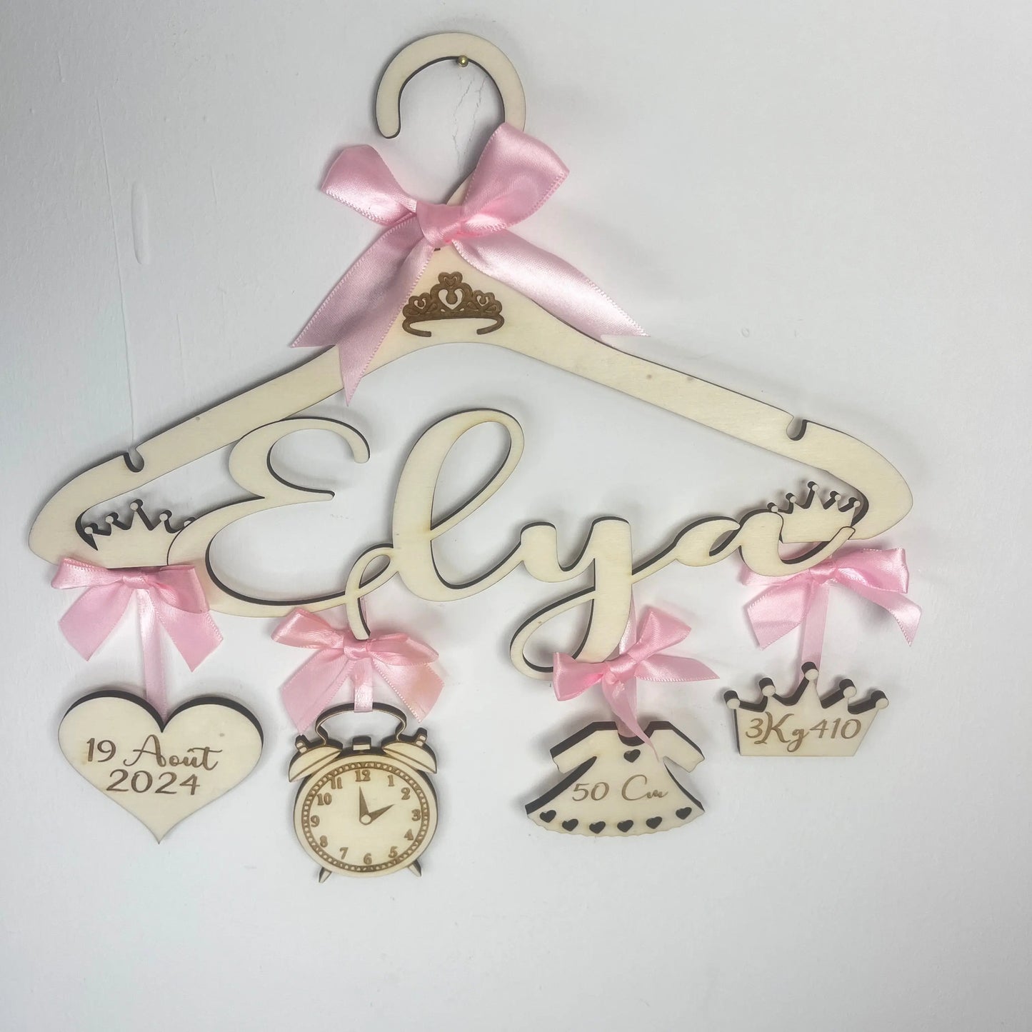 Cintre de naissance princesse personnalisé Laurie Déco et Lumières