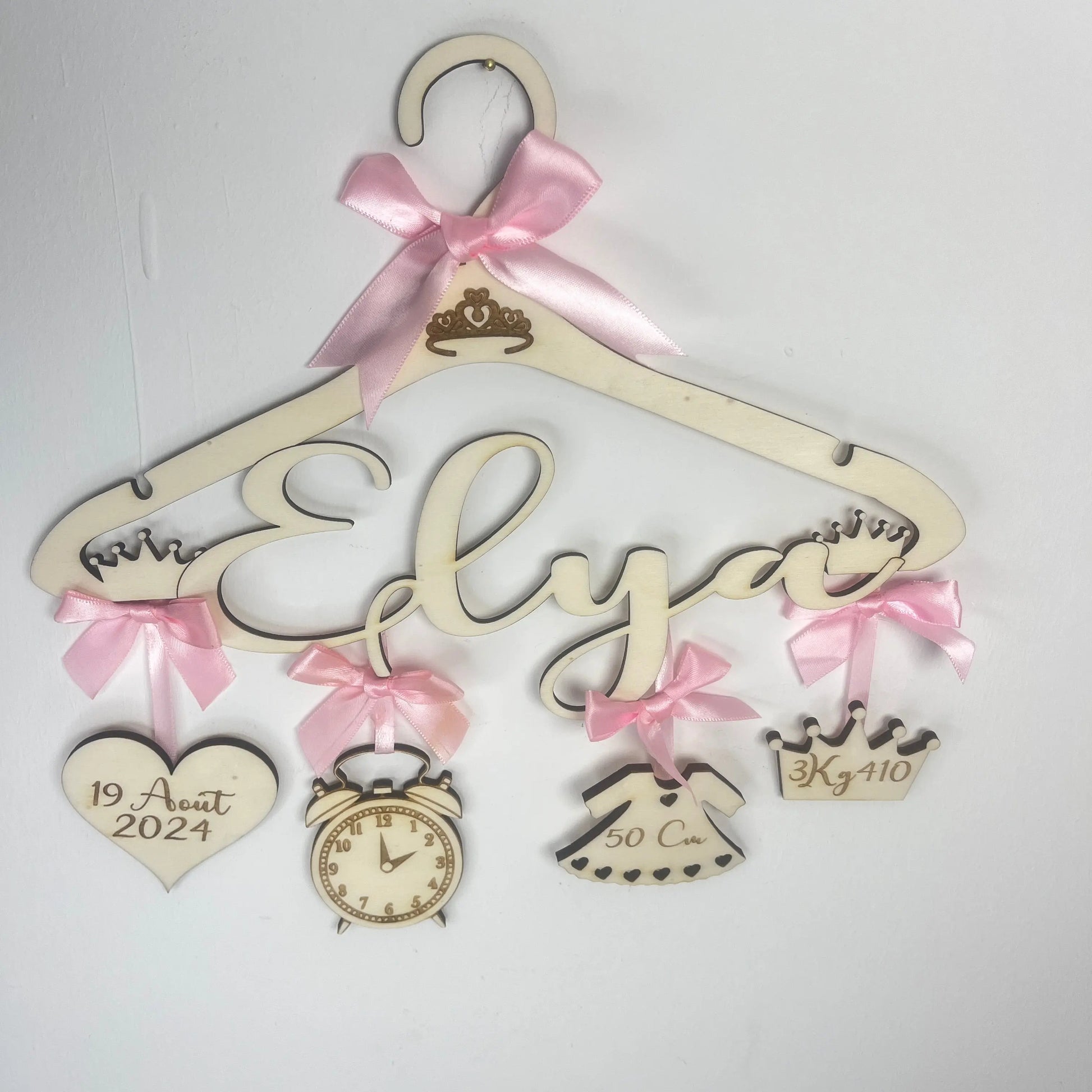 Cintre de naissance princesse personnalisé Laurie Déco et Lumières