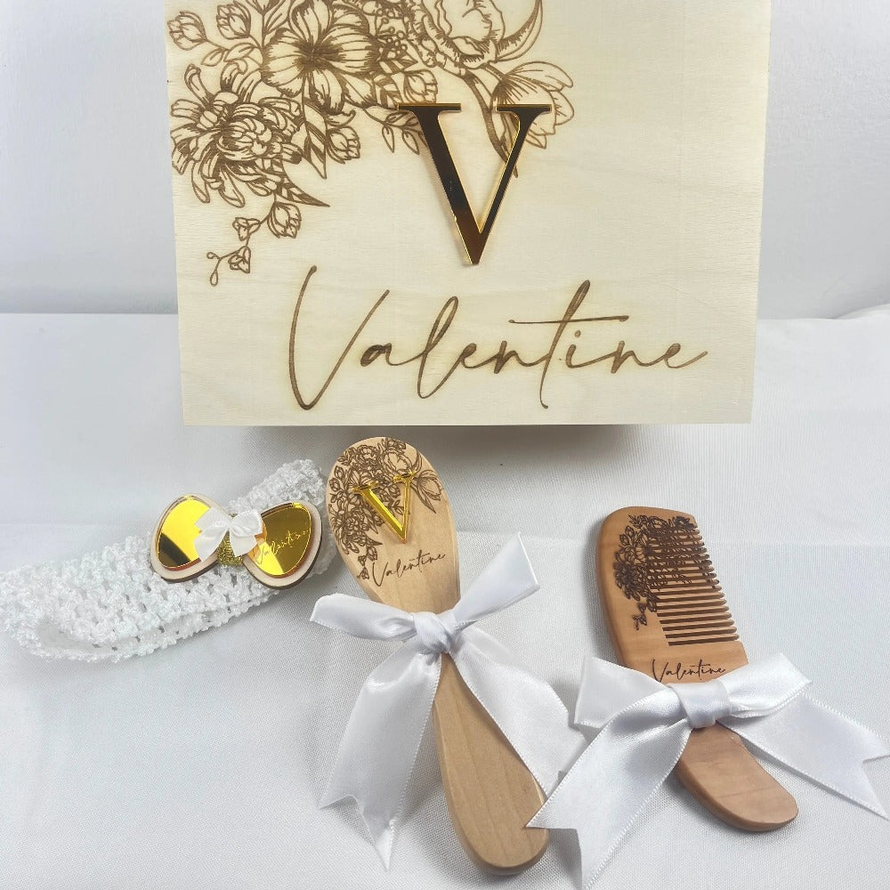 Coffret bébé de luxe personnalisé – Boîte bois gravée