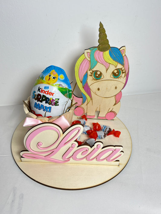 Création licorne Pâques en bois personnalisée