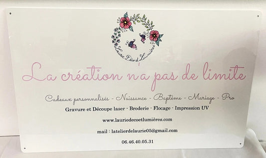 Panneau signaletique sur  plexiglas Laurie Déco et lumières