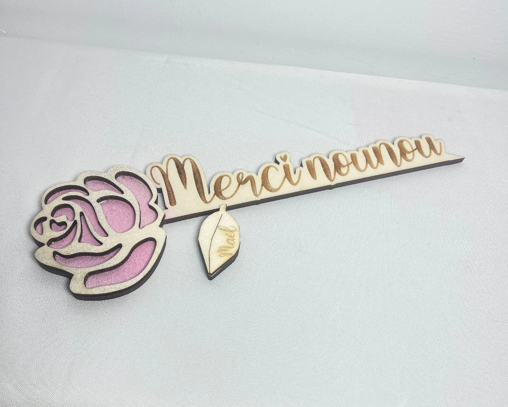 Rose éternelle en bois personnalisable Laurie Déco et Lumières