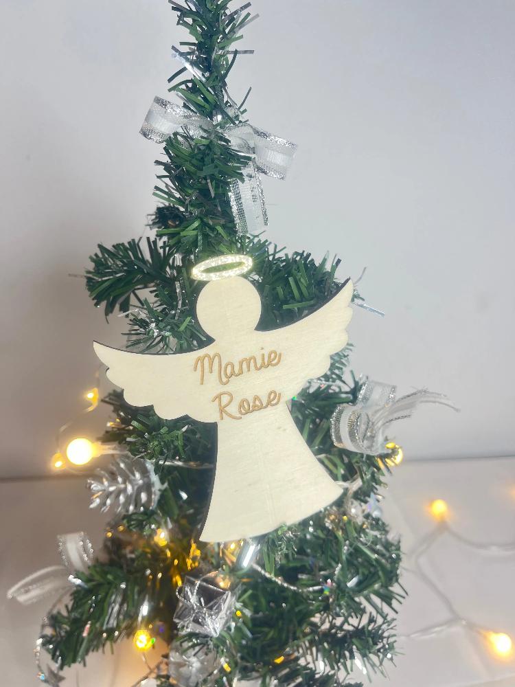 Suspension de Noël ange personnalisée Laurie Déco et lumières