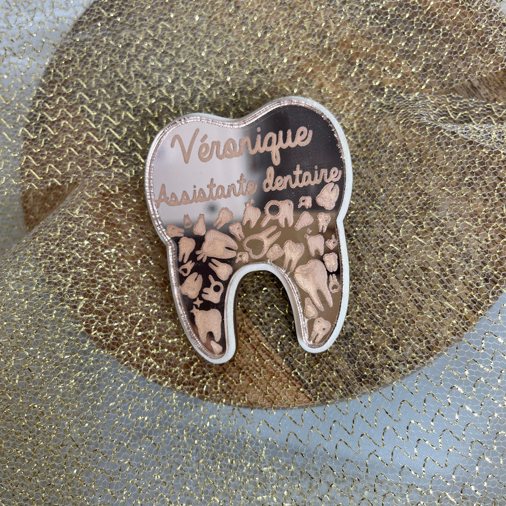 badge dent rose gold assistante dentaire