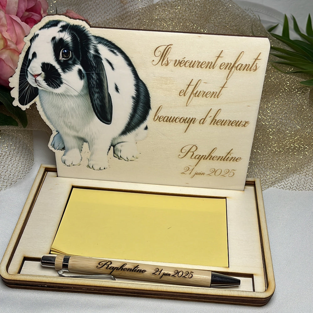 bloc note et stylo en bois personnalisable