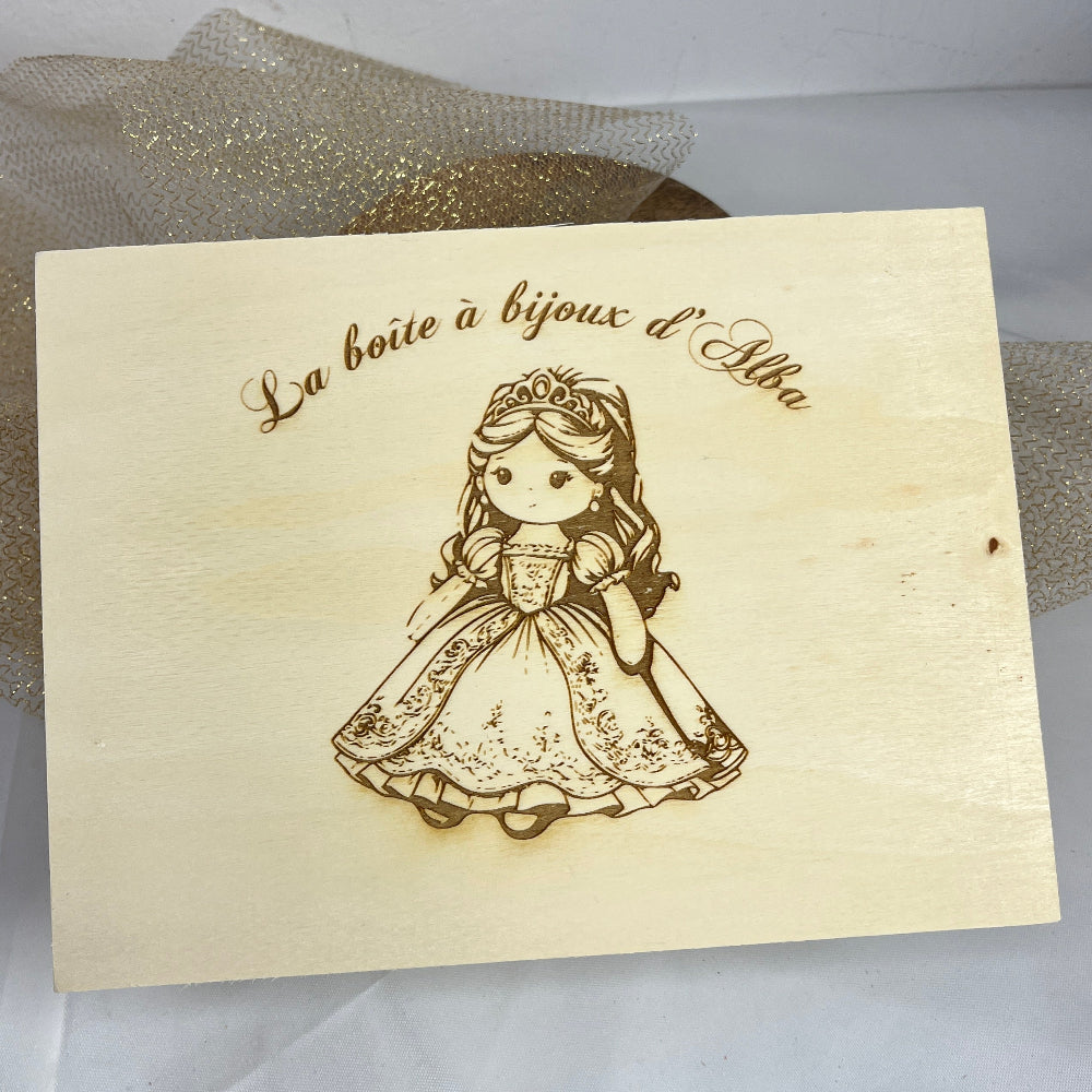 boite a bijoux princesse bois personnalisable