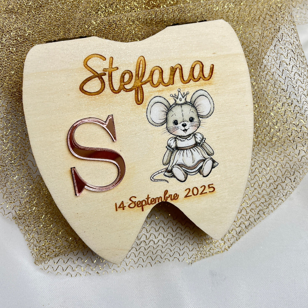 boite a dents en bois et couleur petite souris personnalisable