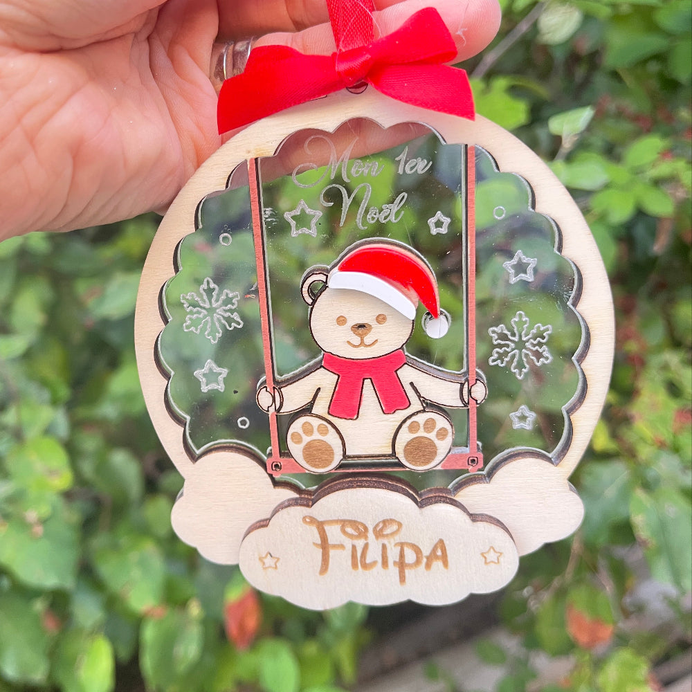 boule de noël personnalisée ourson nuage