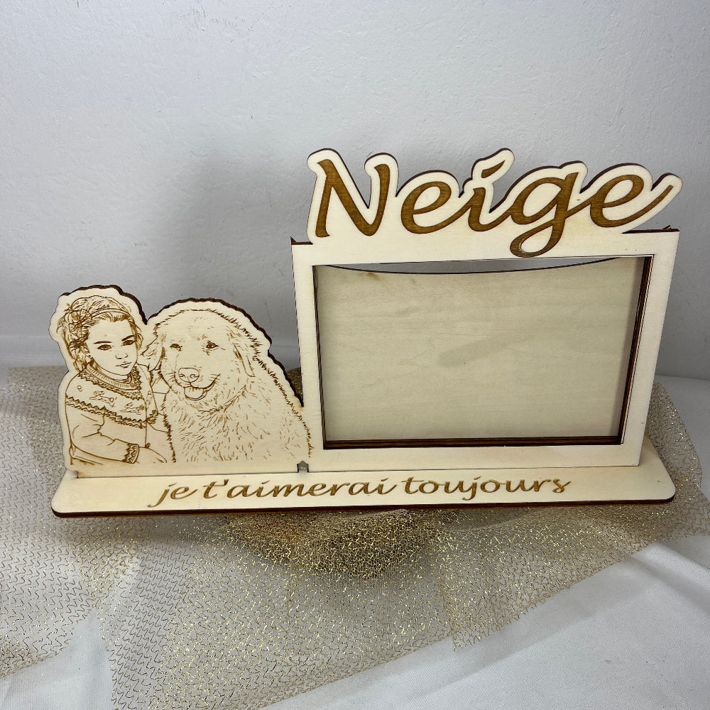 cadre photo bois chien personnalisable 