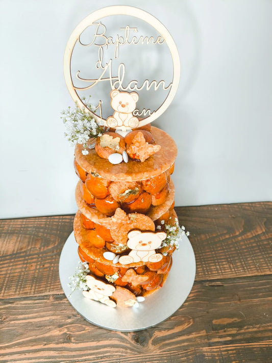 cake topper en bois  bapteme nounours personnalisable