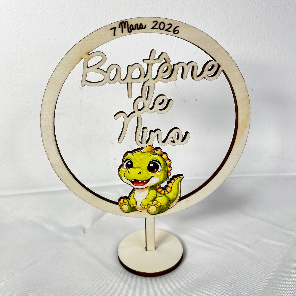 cake topper en bois sur socle avec couleur 