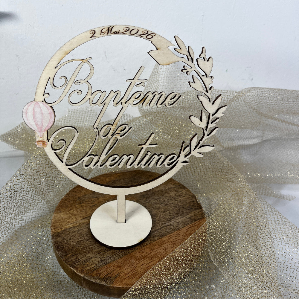 cake topper montgolfiere en bois 