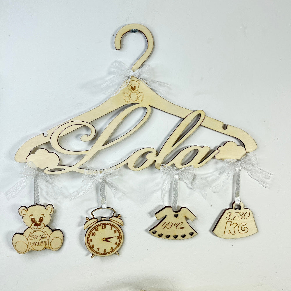 cintre de naissance ourson bois personnalisable lola