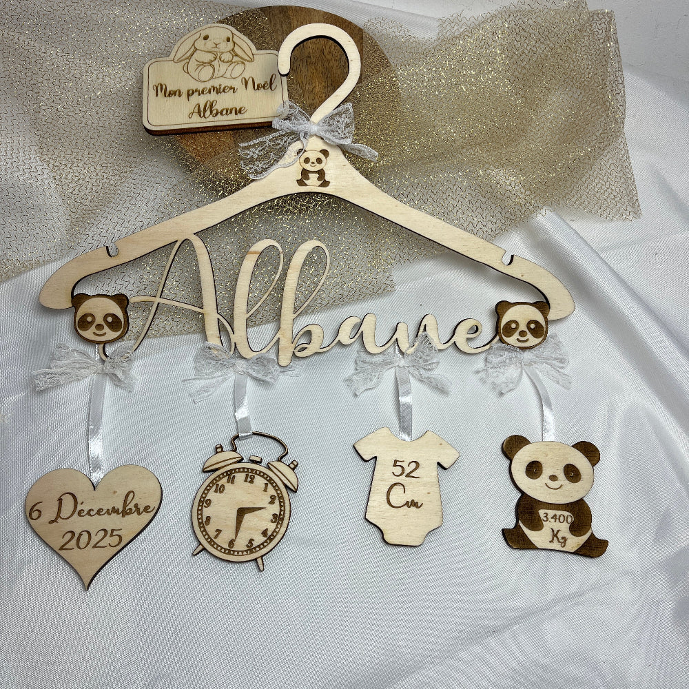 cintre naissance bois personnalisable panda