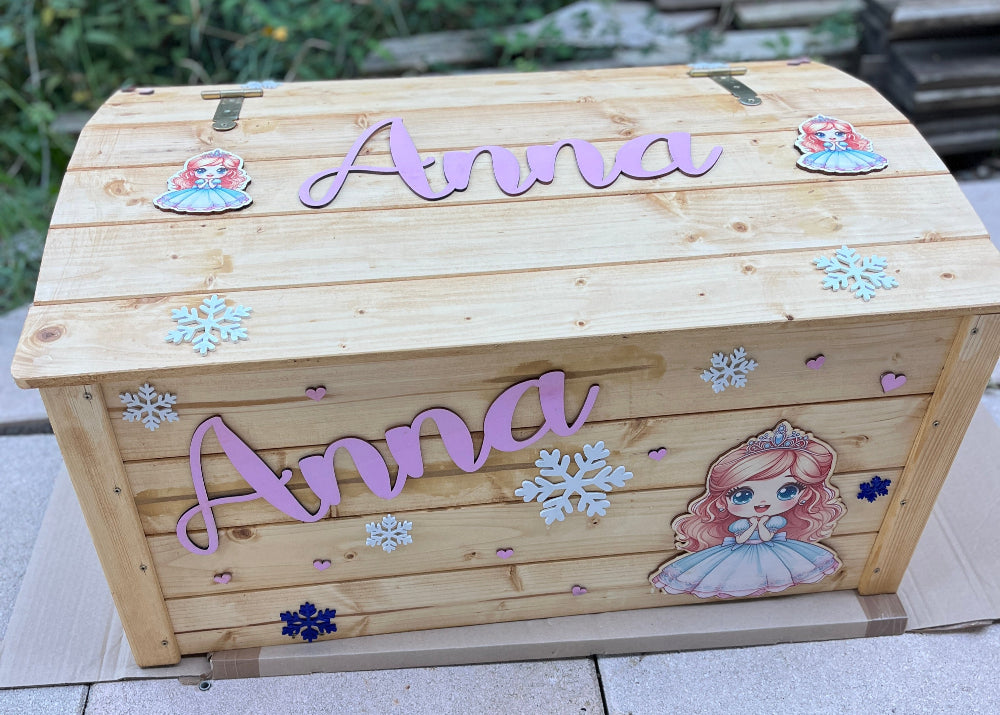 coffre a jouets en bois personnalisable princesse