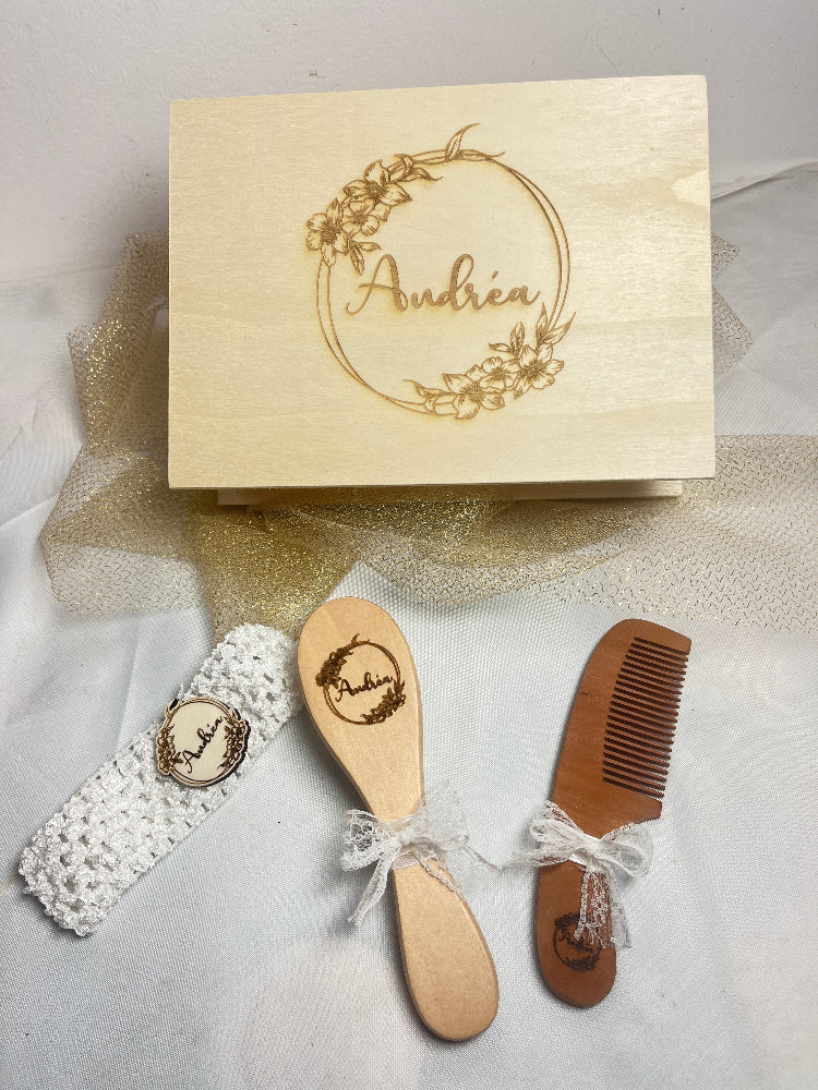 coffret naissance bébé couronne fleurie