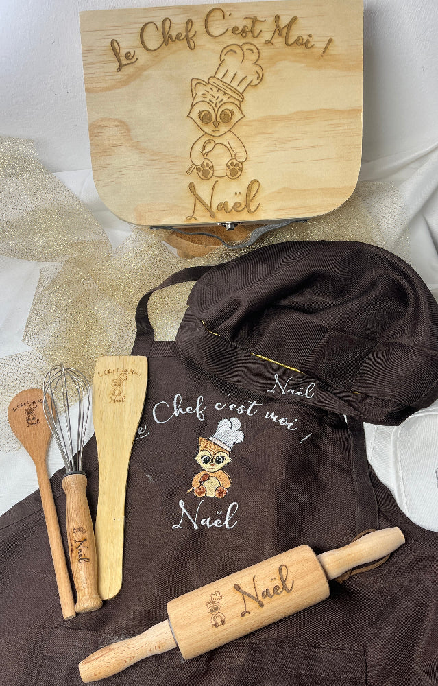 coffret petit chef renard en bois personnalisable