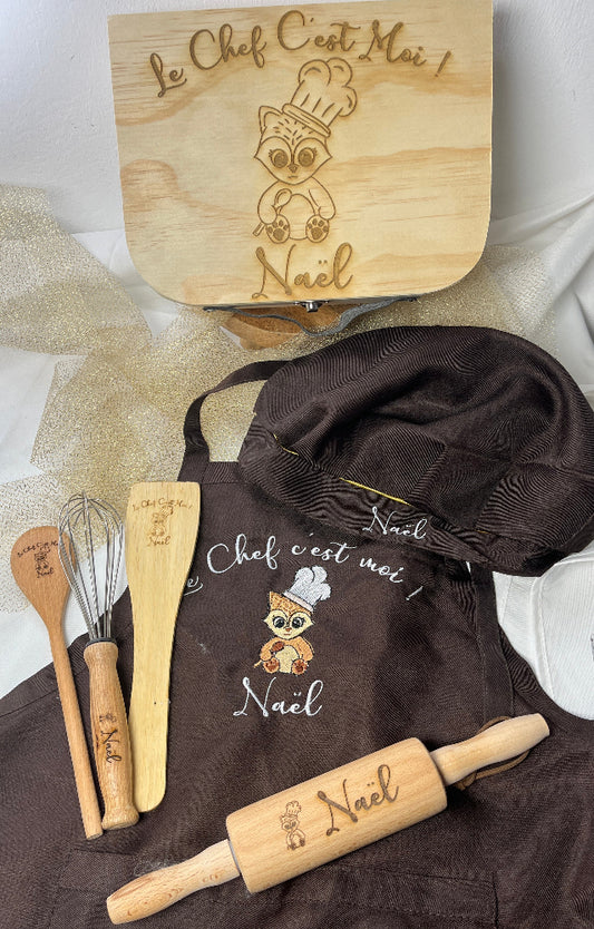 coffret petit chef renard en bois personnalisable