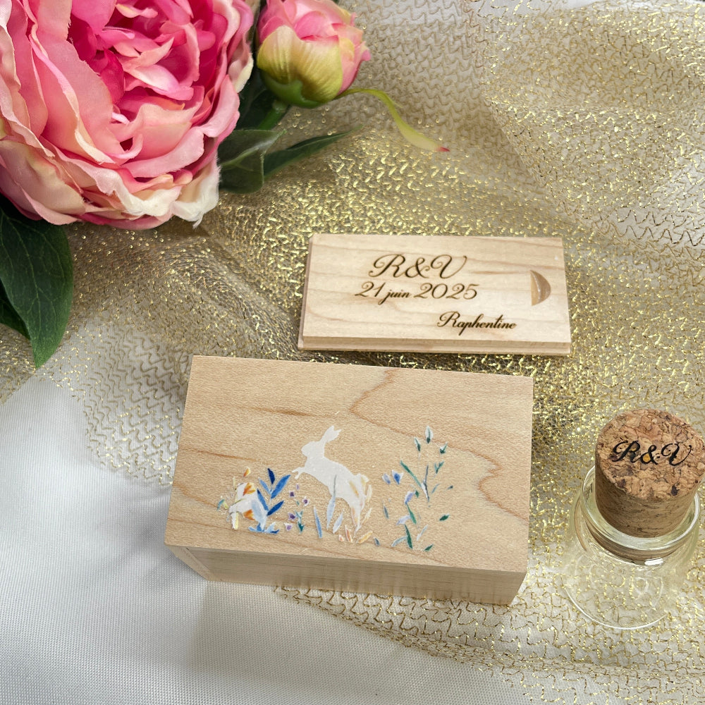 coffret usb bois mariage personnalisable couleur