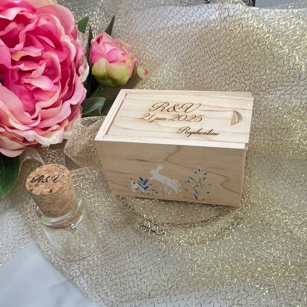 coffret usb bois mariage personnalisable couleur et verre