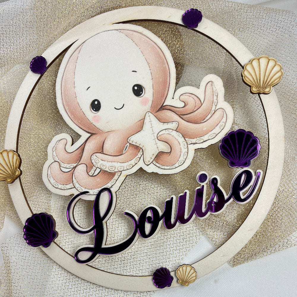 couronne en bois personnalisable pieuvre