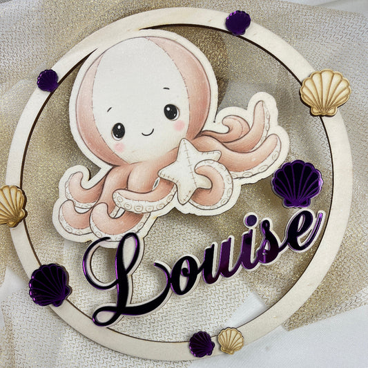 couronne en bois personnalisable pieuvre