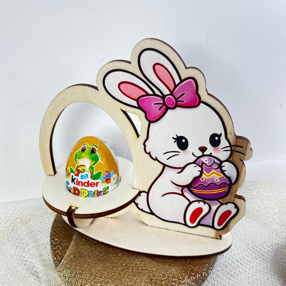 création de Pâques personnalisable en bois et couleur version fille